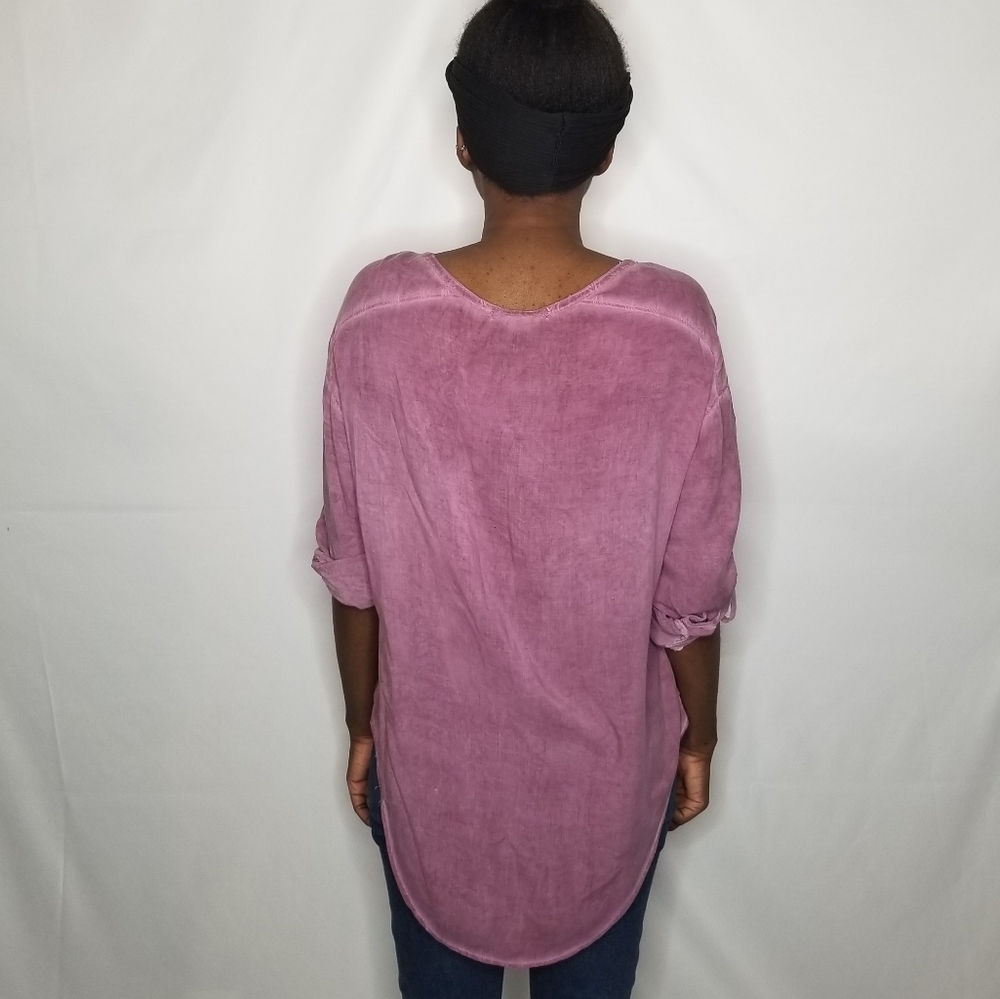 LA Hearts Pink Button Down Blouse - Picture 5 of 5